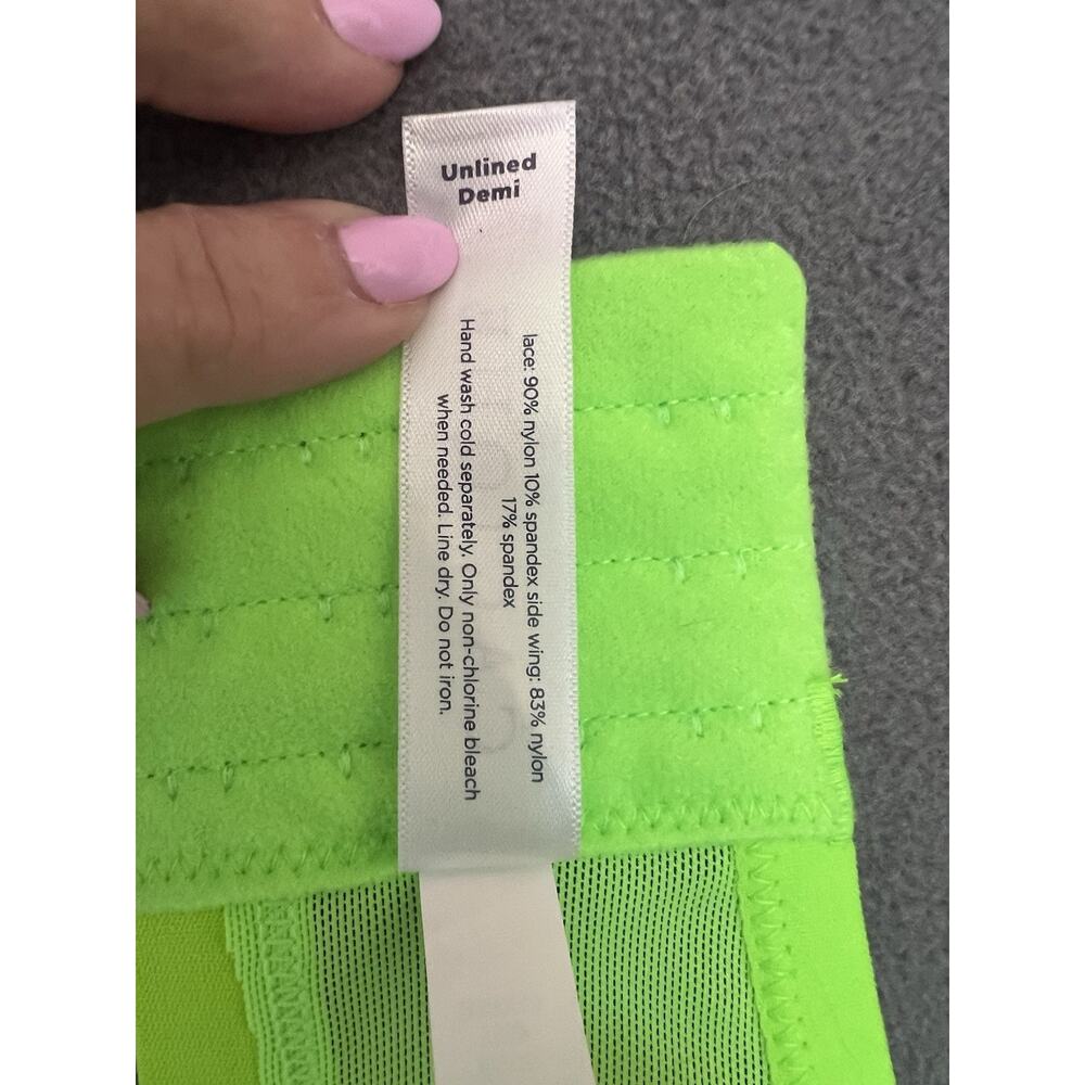 Cacique Unlined Demi Bra 40DDD Lime Green Floral Lace Underwire Sexy Feminine - Picture 7 of 10